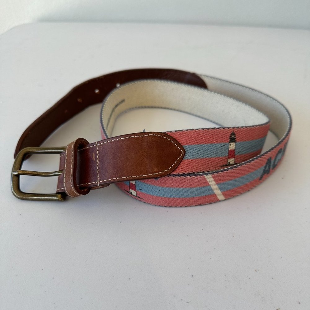 Doc Murphy Men's Canvas Golf Belt Lighthouse Pink and Blue